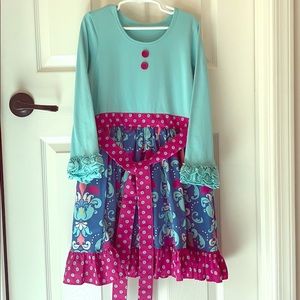 Eleanor Rose Girls Long Sleeve Dress with pockets